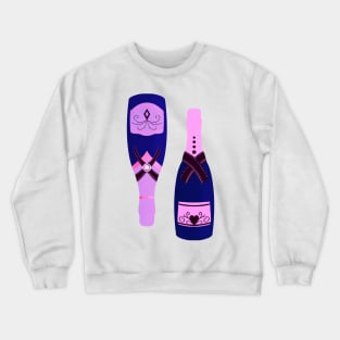 Pink and purple champagne bottles Crewneck Sweatshirt